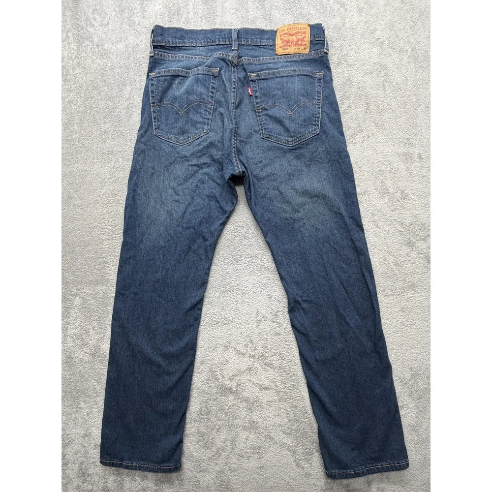 Levis 505 Jeans Mens Measured 34x29 Blue Stretch Straight Leg‎ Medium Wash Pants
